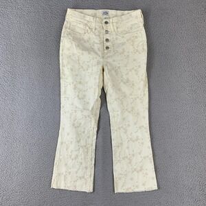 Y2K J Crew Denim Billie Women 27 Ivory Jeans Eyelet Lace Bootcut Preppy Coquette